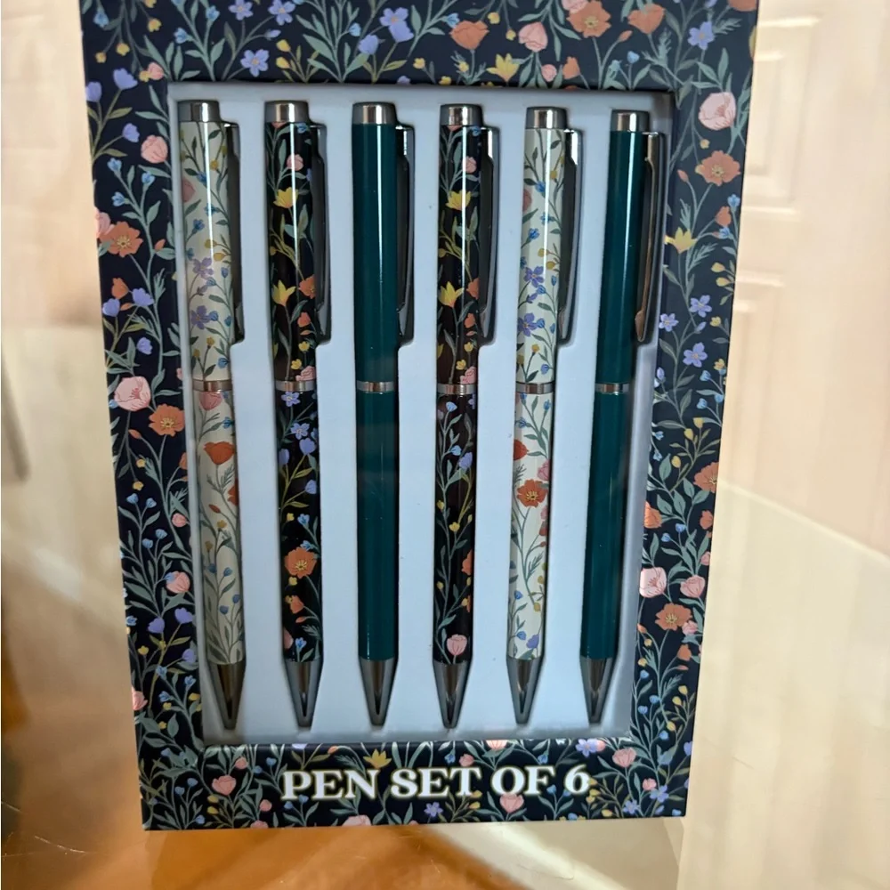 Punch Studio Beautiful Different Design Boxed Pen Set of 6